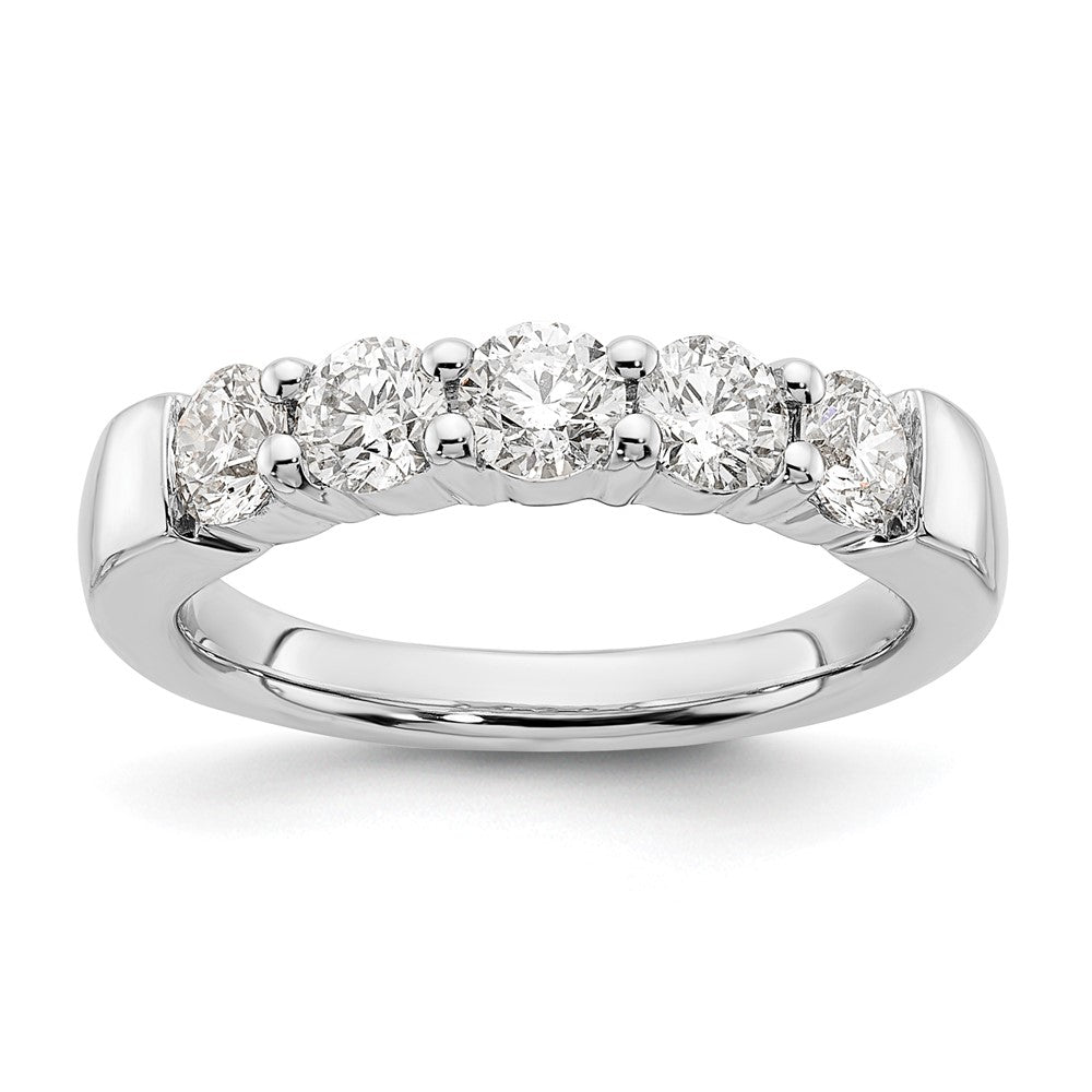 14K White Gold 5-Stone Shared Prong 1.25 carat Round Complete Diamond Band