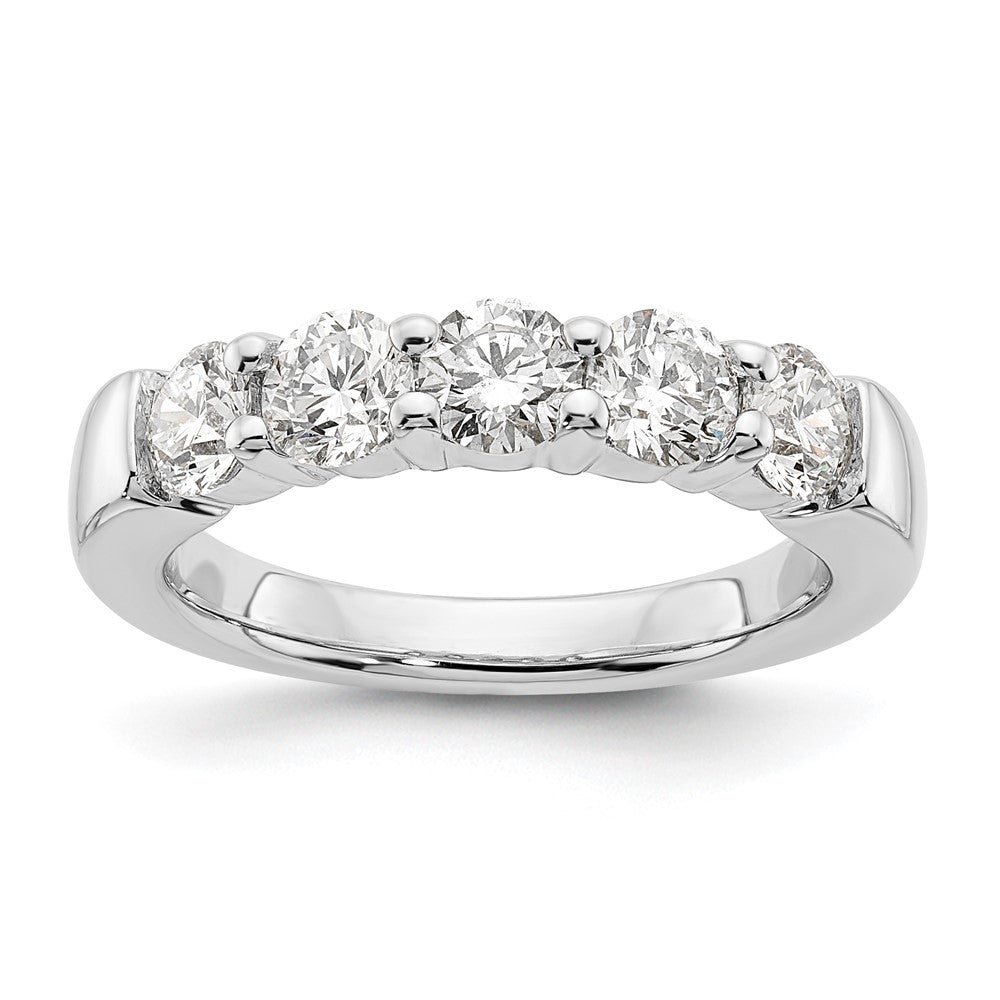 14K White Gold 5-Stone Shared Prong 1.5 carat Round Complete Diamond Band