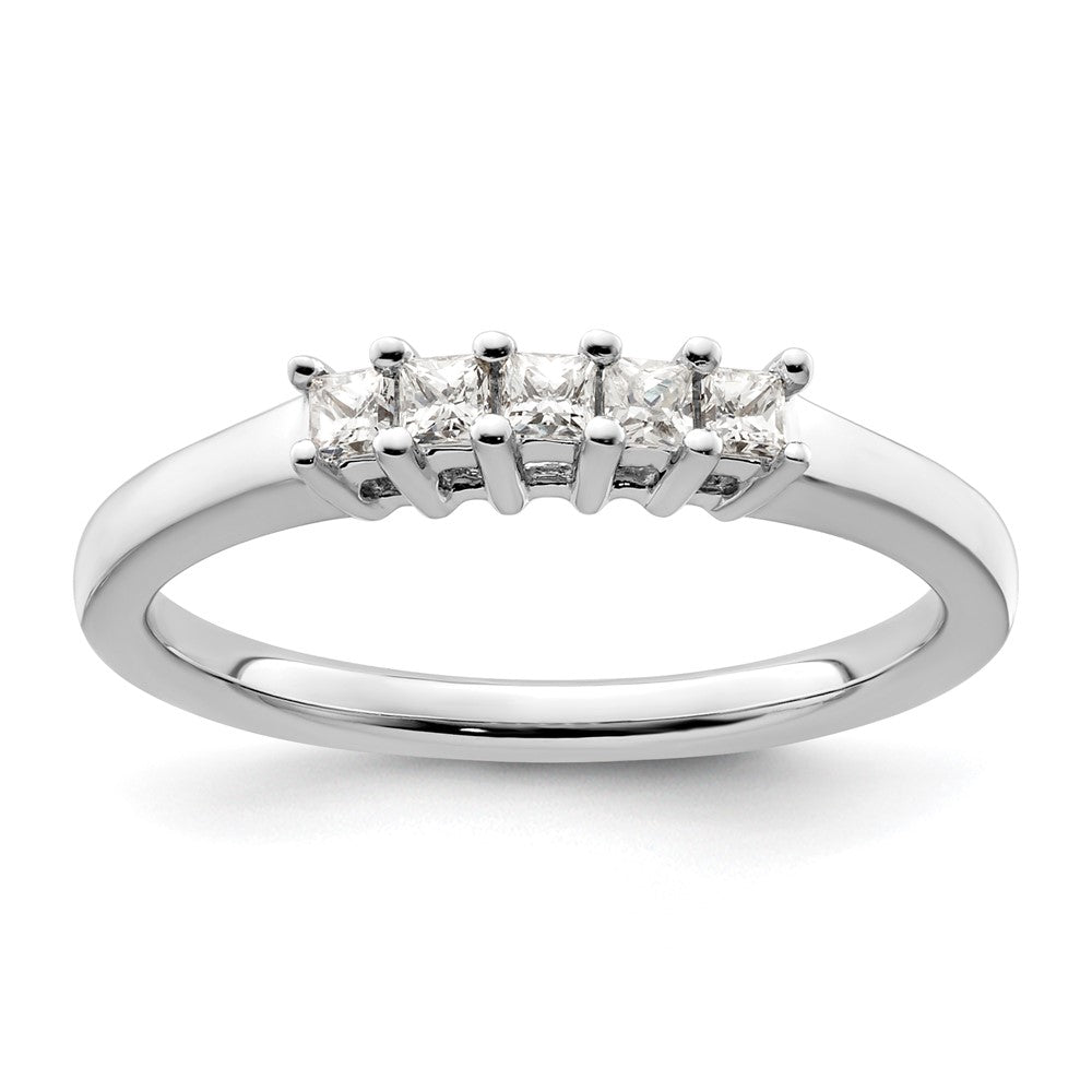 14K White Gold 5-Stone Shared Prong 1/4 carat Princess Complete Diamond Band