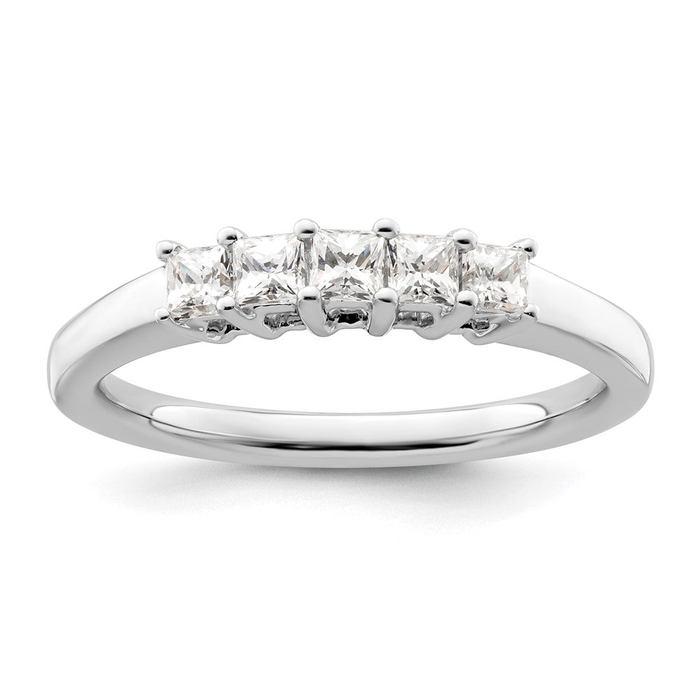 14K White Gold 5-Stone Shared Prong 1/2 carat Princess Complete Diamond Band