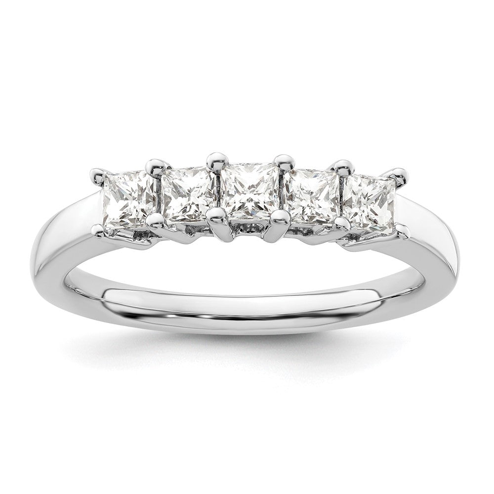 14K White Gold 5-Stone Shared Prong 3/4 carat Princess Complete Diamond Band