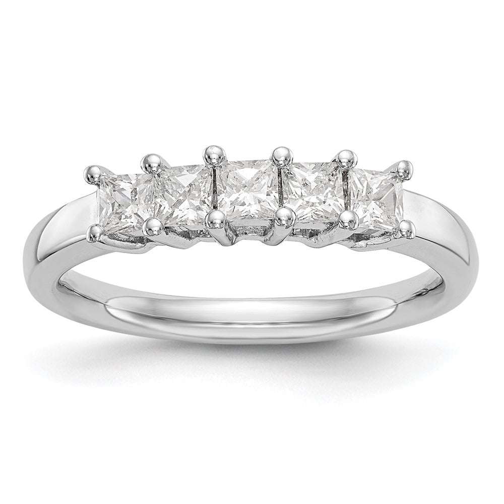 14K White Gold 5-Stone Shared Prong 7/8 carat Princess Complete Diamond Band