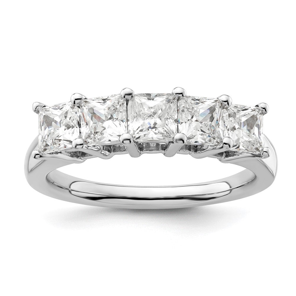 14K White Gold 5-Stone Shared Prong 1.5 carat Princess Complete Diamond Band