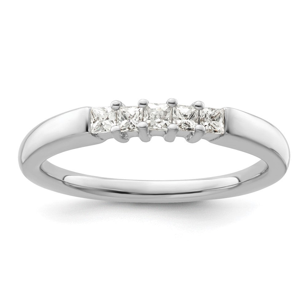 14K White Gold 5-Stone Shared Prong 1/4 carat Princess Complete Diamond Band