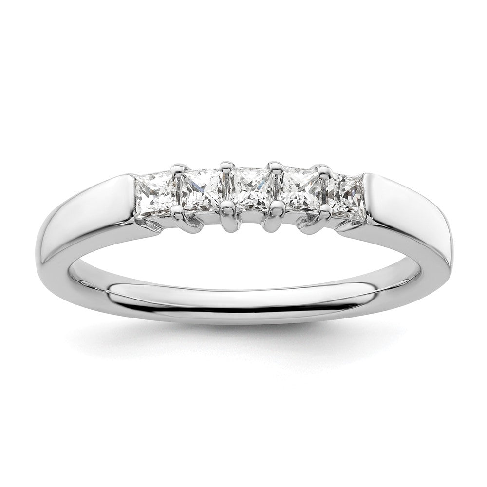14K White Gold 5-Stone Shared Prong 1/3 carat Princess Complete Diamond Band