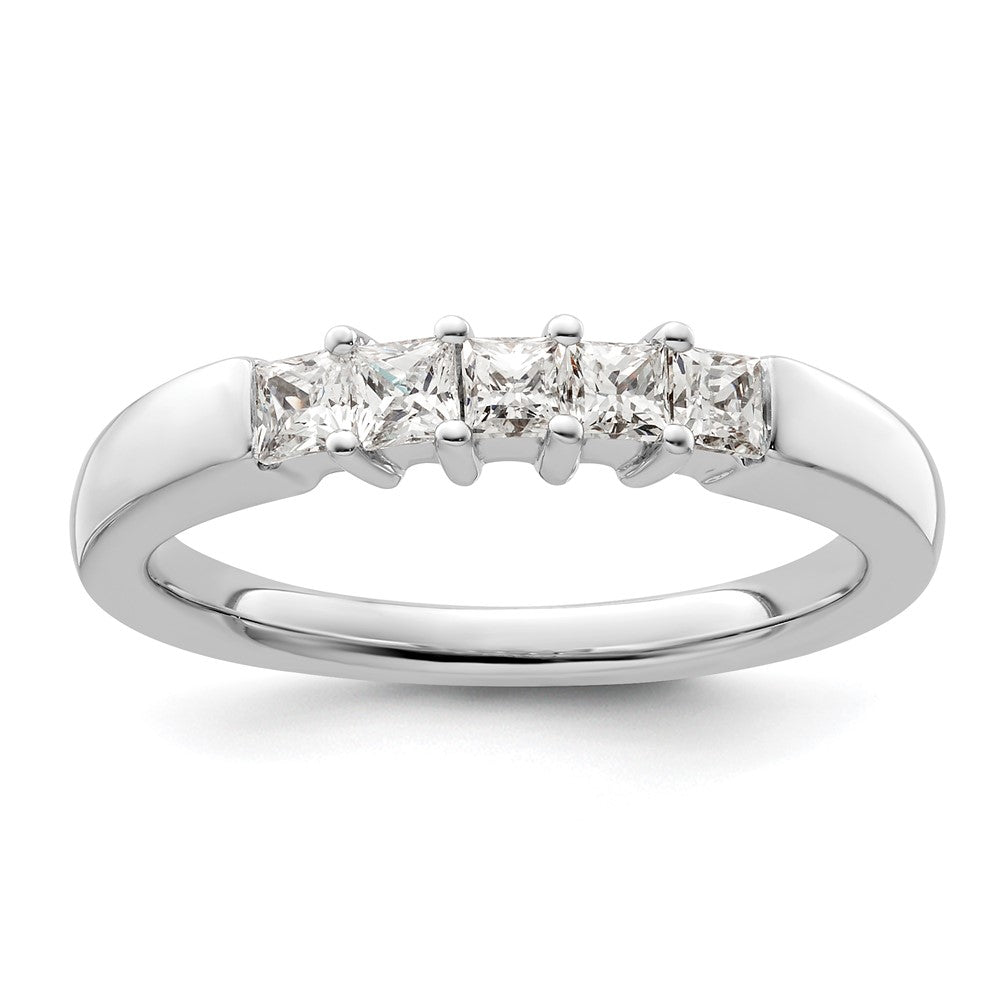 14K White Gold 5-Stone Shared Prong 1/2 carat Princess Complete Diamond Band