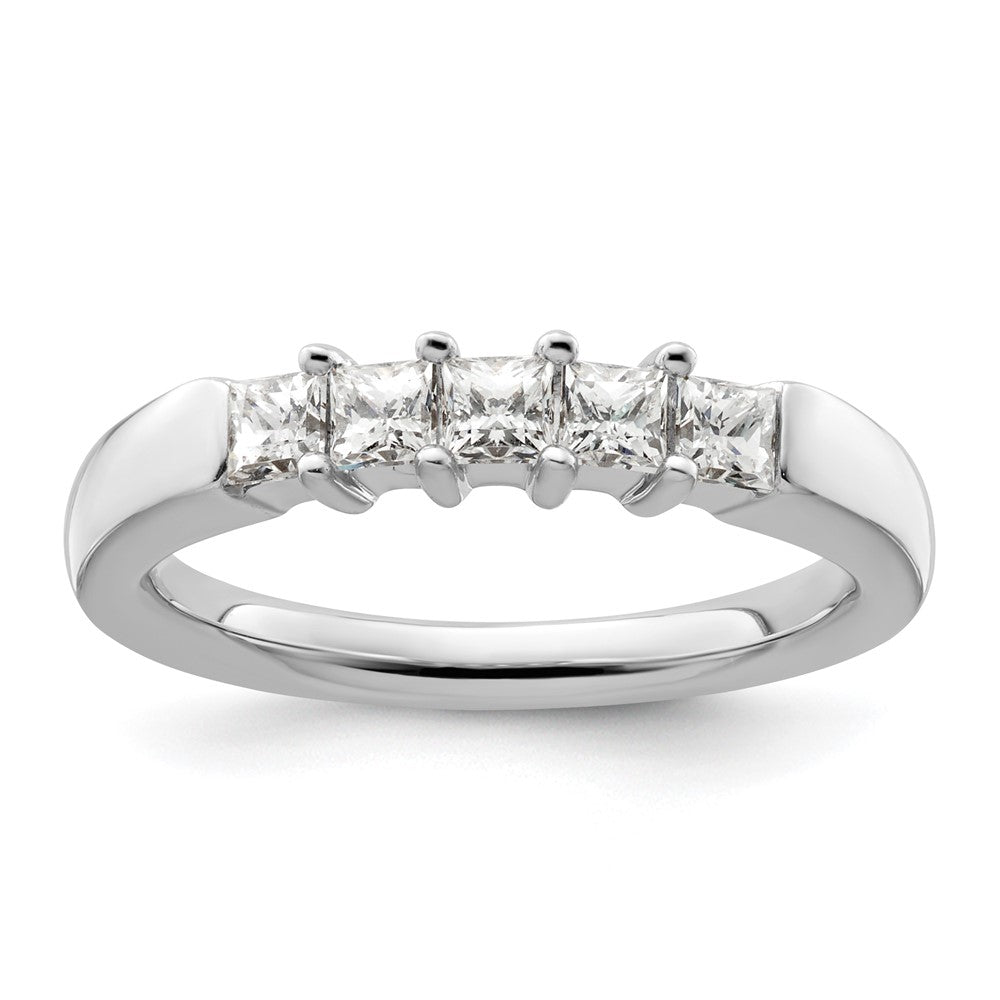 14K White Gold 5-Stone Shared Prong 3/4 carat Princess Complete Diamond Band