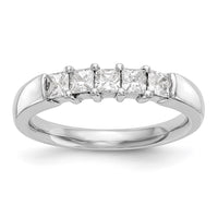 Load image into Gallery viewer, 14K White Gold 5-Stone Shared Prong 7/8 carat Princess Complete Diamond Band
