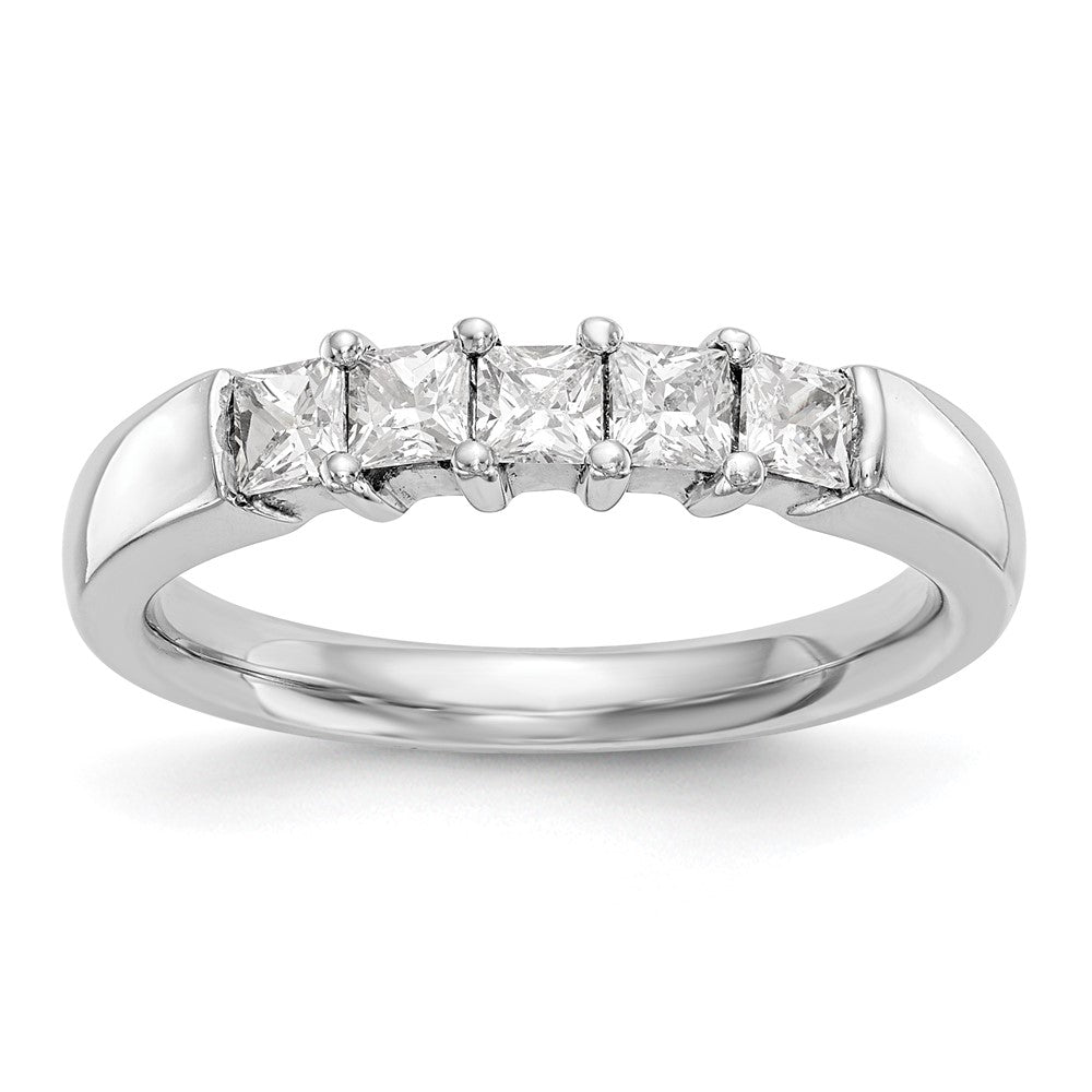 14K White Gold 5-Stone Shared Prong 7/8 carat Princess Complete Diamond Band