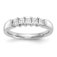 Load image into Gallery viewer, 14K White Gold 5-Stone Shared Prong 7/8 carat Princess Complete Diamond Band
