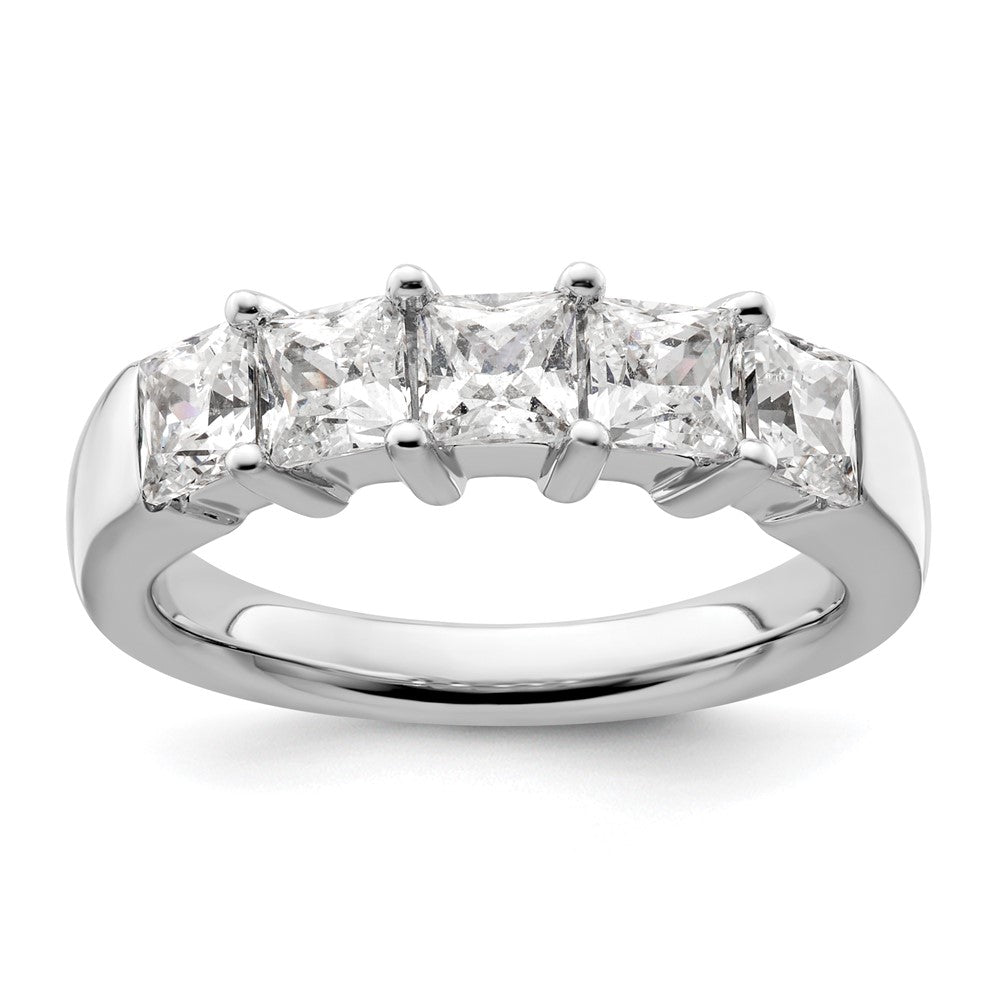 14K White Gold 5-Stone Shared Prong 1.5 carat Princess Complete Diamond Band
