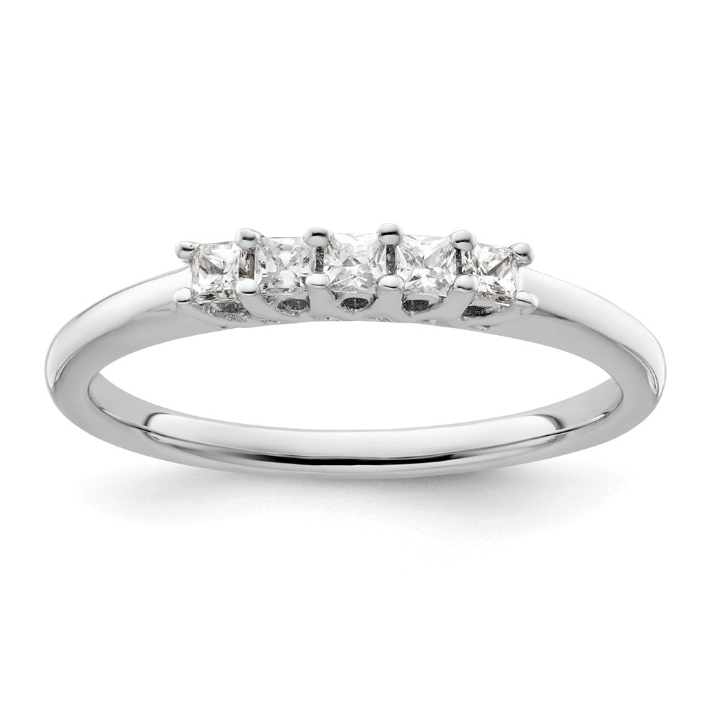 14K White Gold 5-Stone Shared Prong 1/4 carat Princess Complete Diamond Band