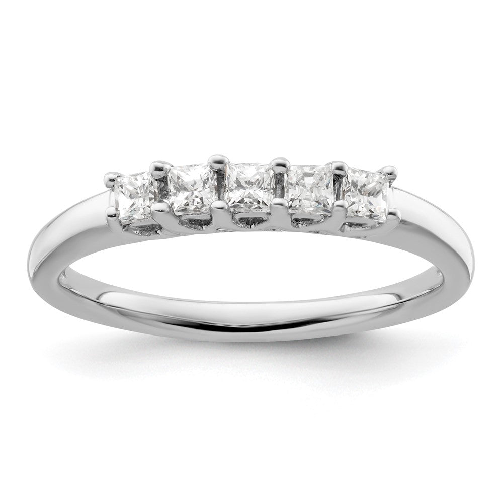 14K White Gold 5-Stone Shared Prong 1/3 carat Princess Complete Diamond Band