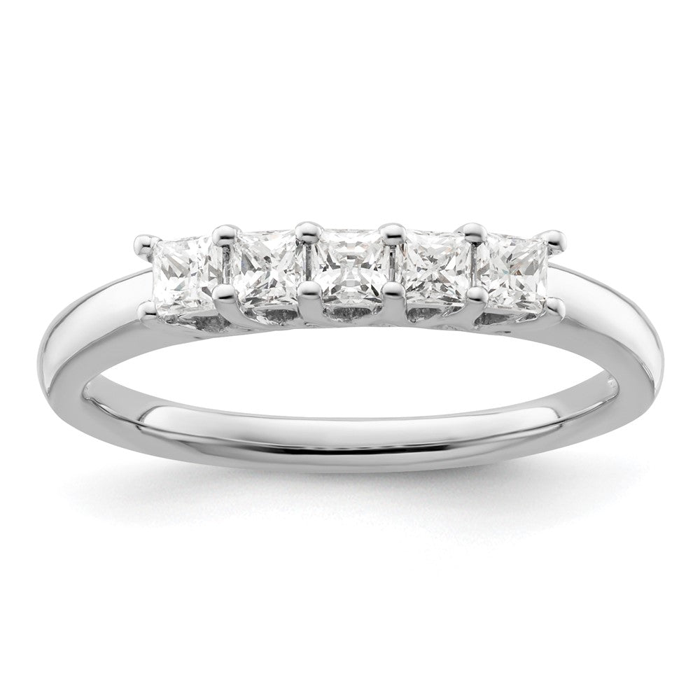 14K White Gold 5-Stone Shared Prong 1/2 carat Princess Complete Diamond Band