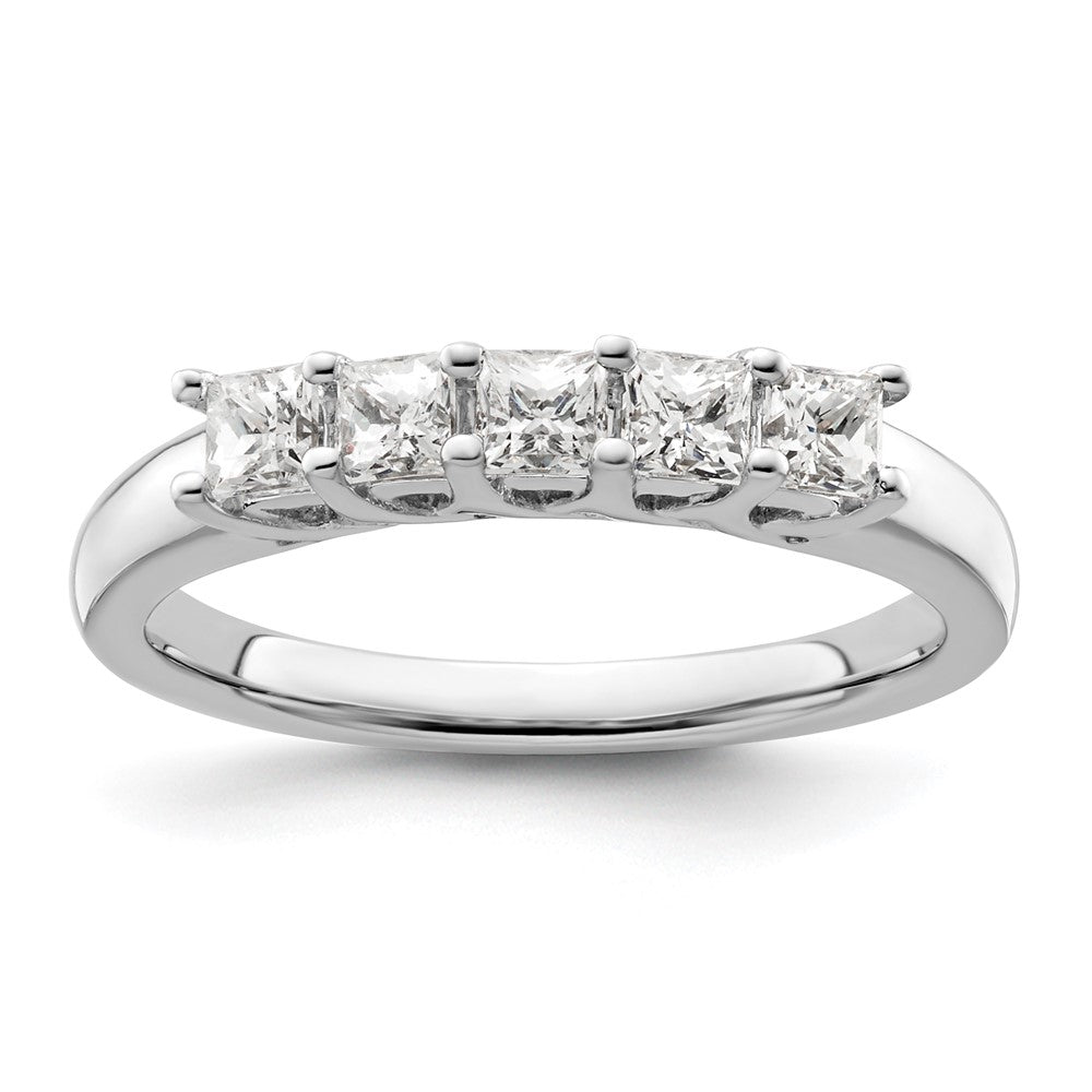14K White Gold 5-Stone Shared Prong 3/4 carat Princess Complete Diamond Band