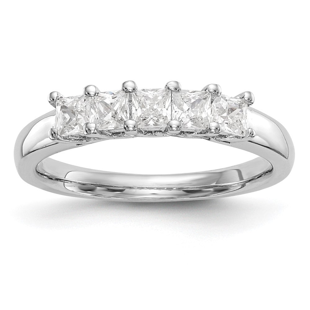 14K White Gold 5-Stone Shared Prong 7/8 carat Princess Complete Diamond Band