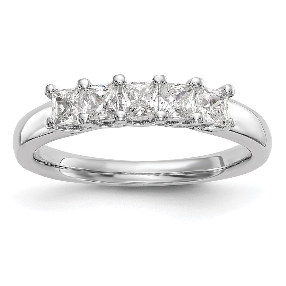 14K White Gold 5-Stone Shared Prong 7/8 carat Princess Complete Diamond Band