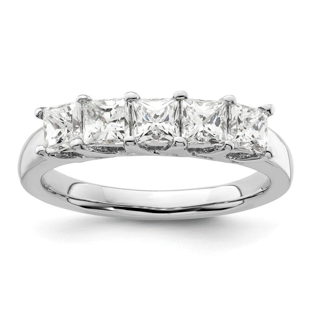 14K White Gold 5-Stone Shared Prong 1.18 carat Princess Complete Diamond Band