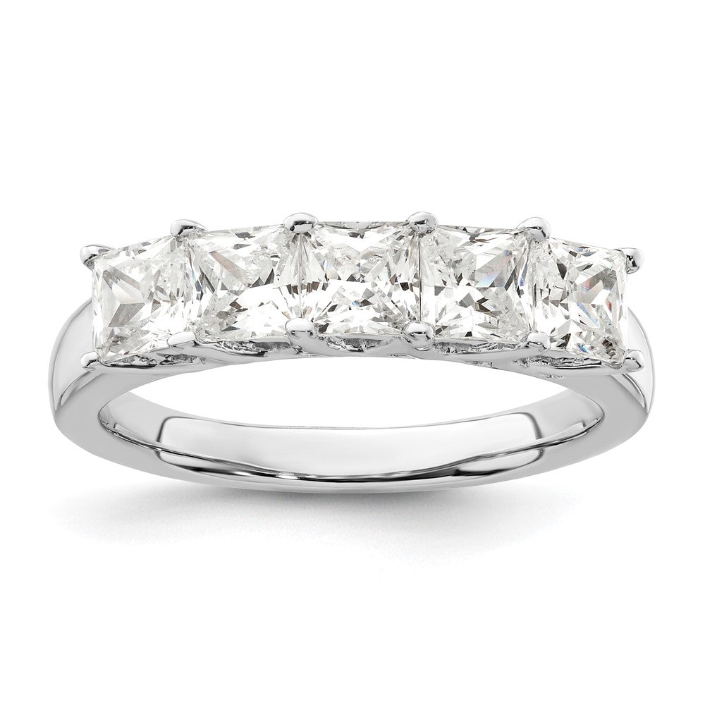 14K White Gold 5-Stone Shared Prong 1.5 carat Princess Complete Diamond Band