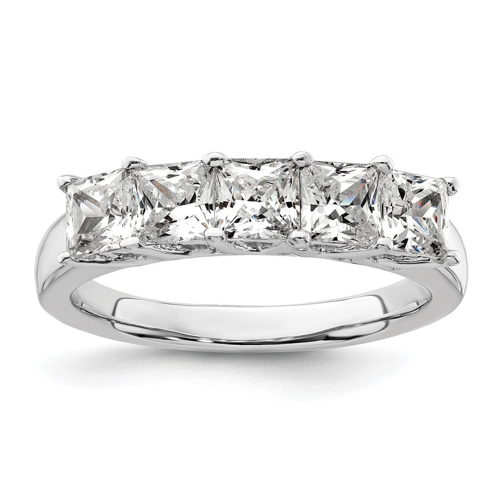 14K White Gold 5-Stone Shared Prong 1.5 carat Princess Complete Diamond Band