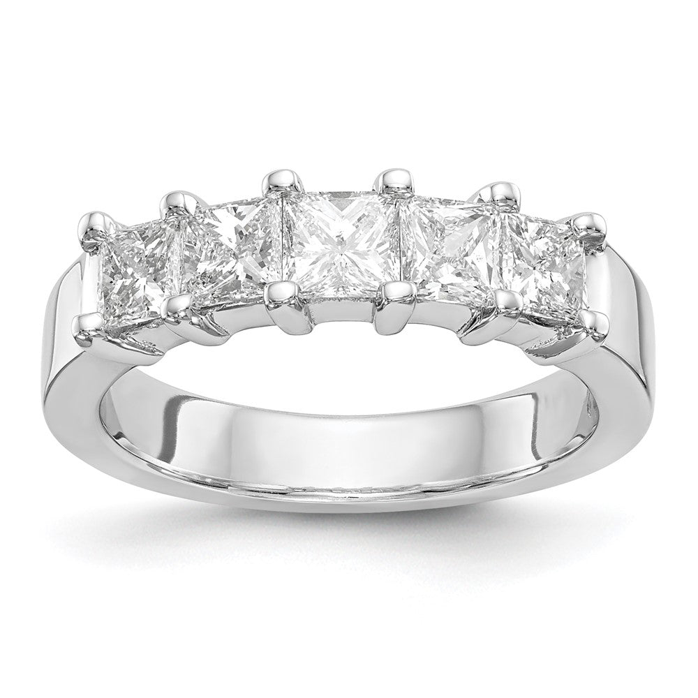 14K White Gold 5-Stone Shared Prong 1.25 carat Princess Complete Diamond Band