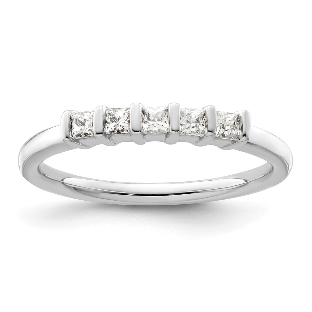 14K White Gold 5-Stone Half-Bezel 1/4 carat Princess Complete Diamond Band