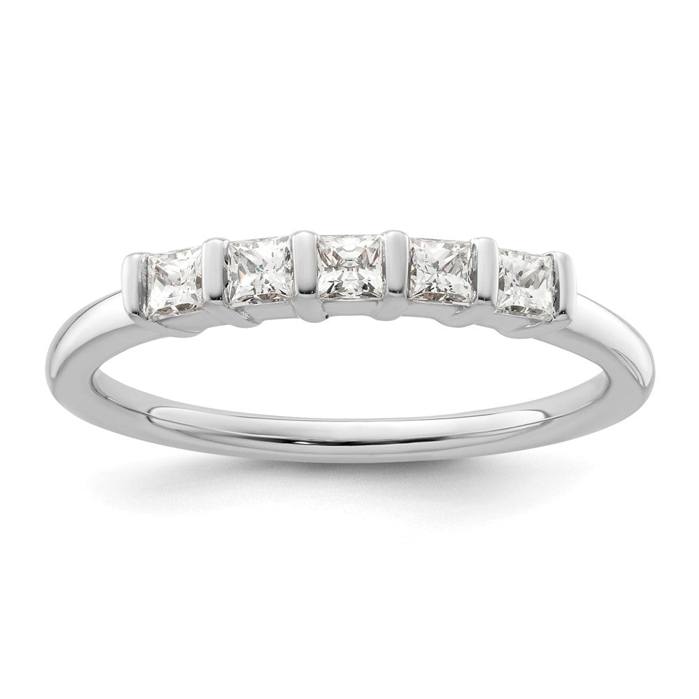 14K White Gold 5-Stone Half-Bezel 1/3 carat Princess Complete Diamond Band