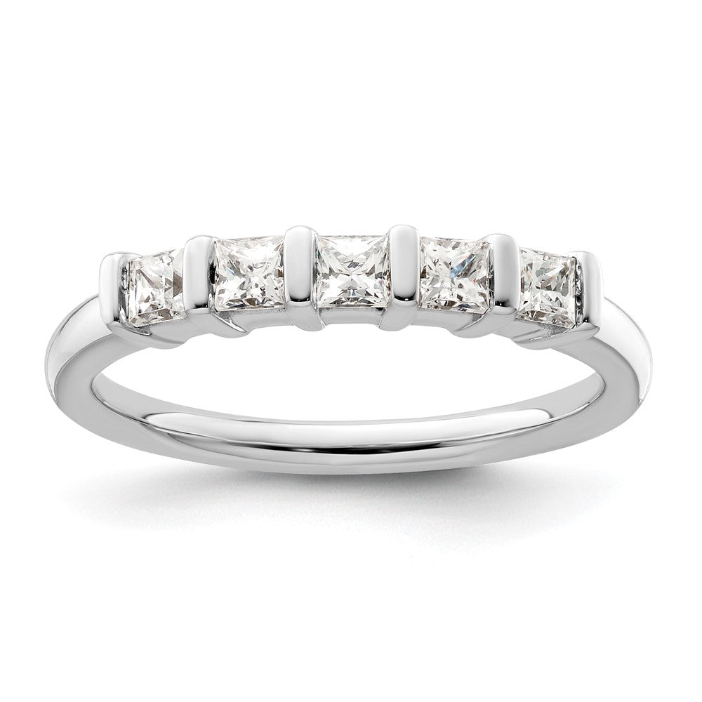 14K White Gold 5-Stone Half-Bezel 1/2 carat Princess Complete Diamond Band
