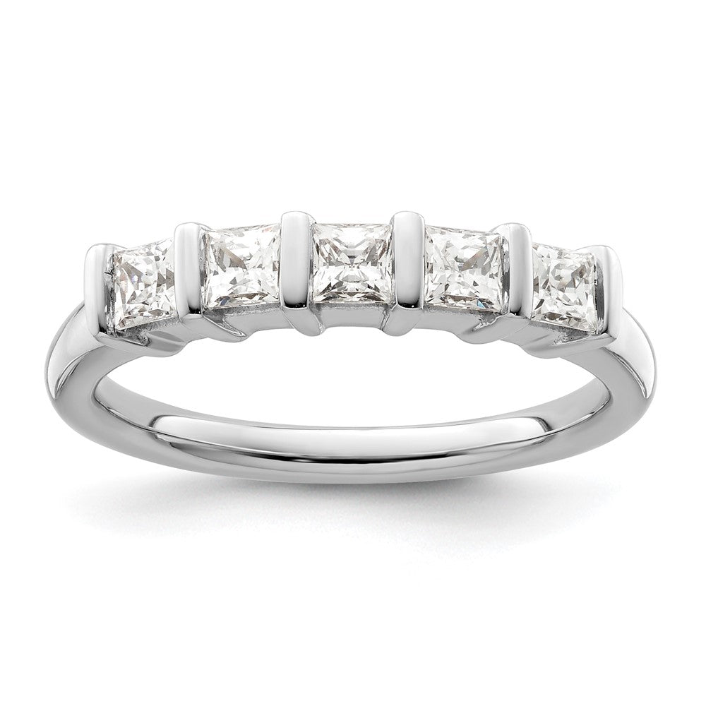 14K White Gold 5-Stone Half-Bezel 3/4 carat Princess Complete Diamond Band