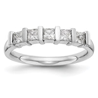 Load image into Gallery viewer, 14K White Gold 5-Stone Half-Bezel 7/8 carat Princess Complete Diamond Band
