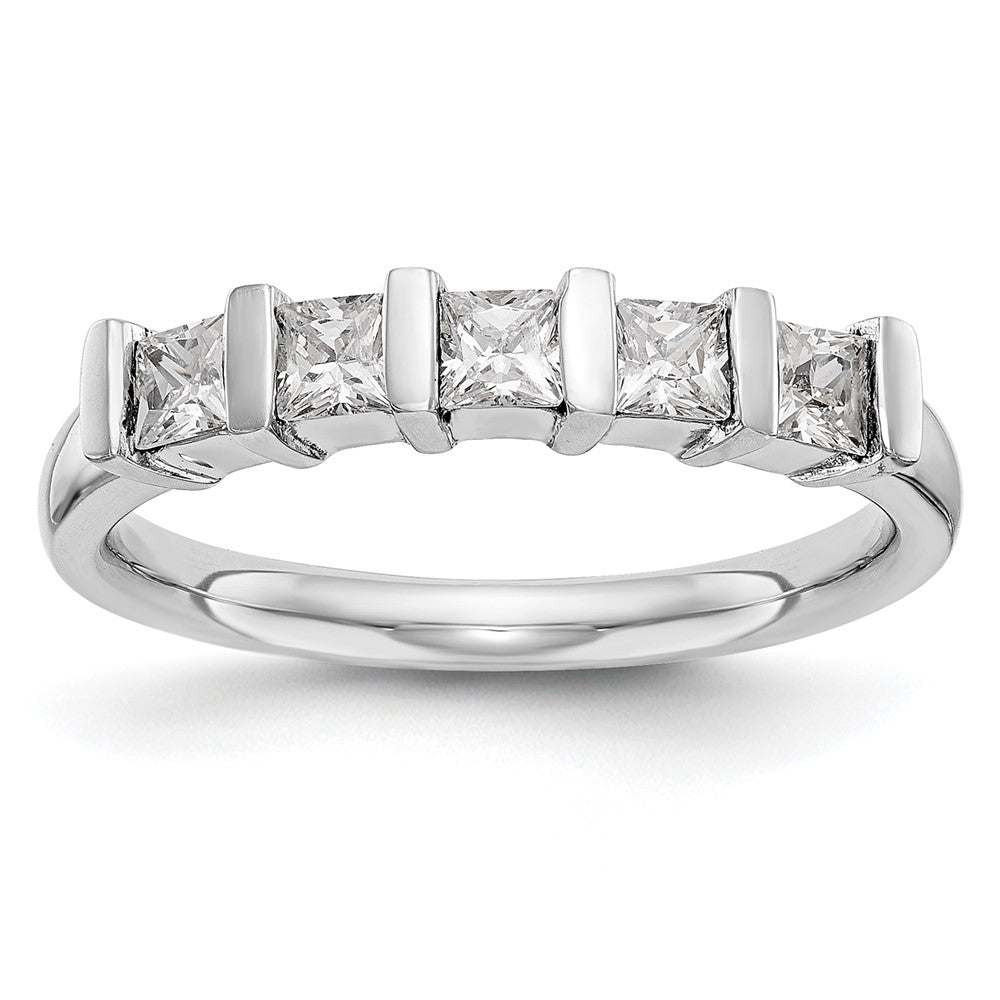 14K White Gold 5-Stone Half-Bezel 7/8 carat Princess Complete Diamond Band