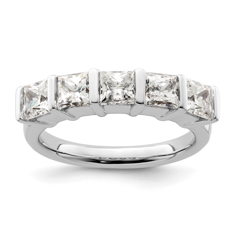 14K White Gold 5-Stone Half-Bezel 1.5 carat Princess Complete Diamond Band