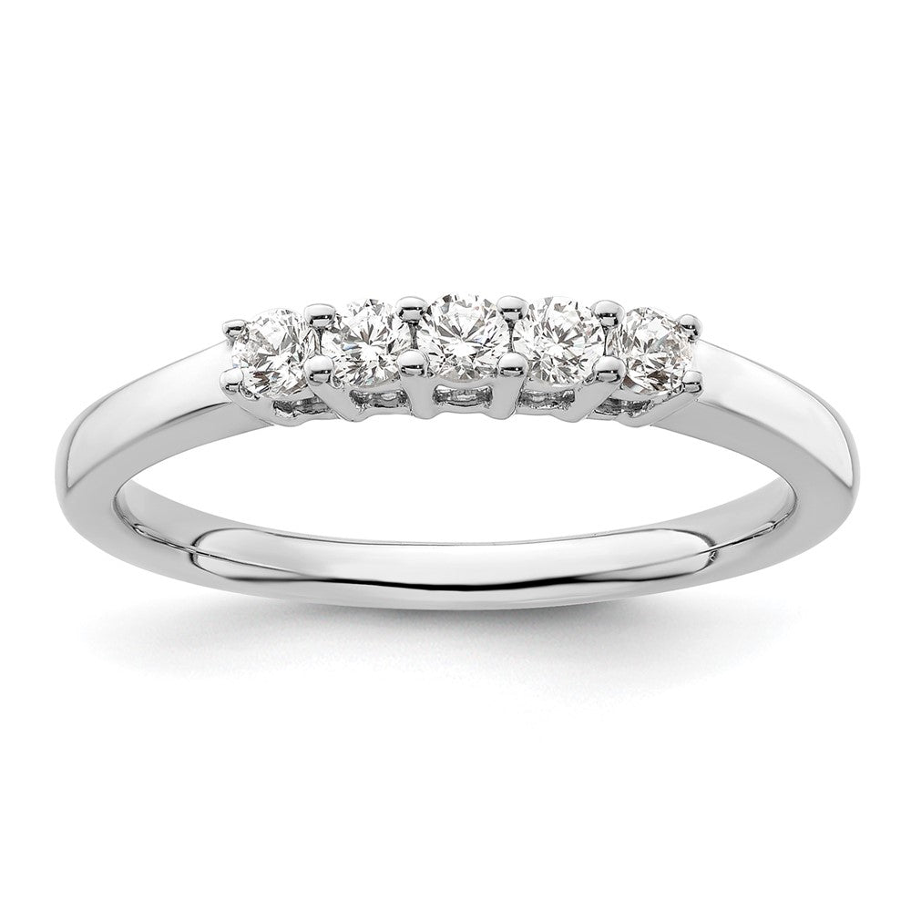 14K White Gold 5-Stone Prong-Set 1/4 carat Round Complete Diamond Band