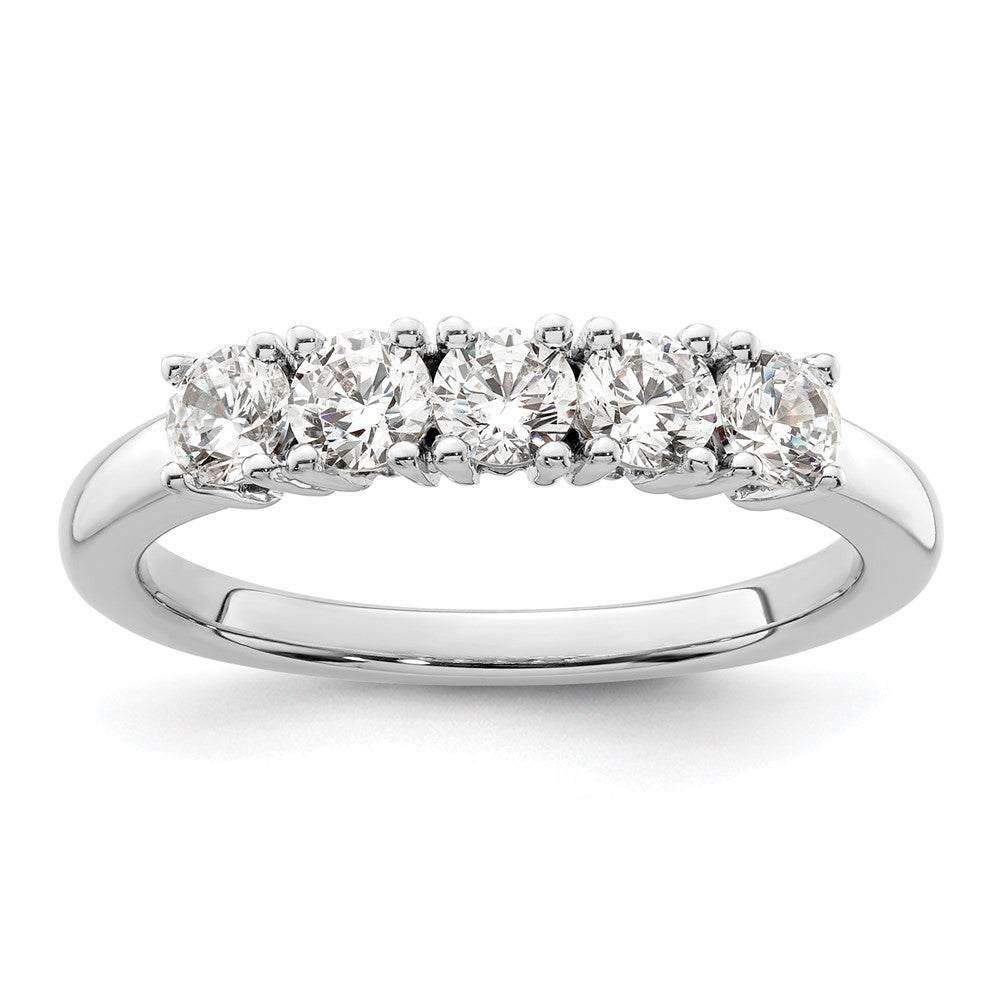 14K White Gold 5-Stone Prong-Set 3/4 carat Round Complete Diamond Band