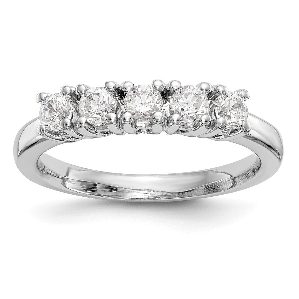 14K White Gold 5-Stone Prong-Set 1 carat Round Complete Diamond Band