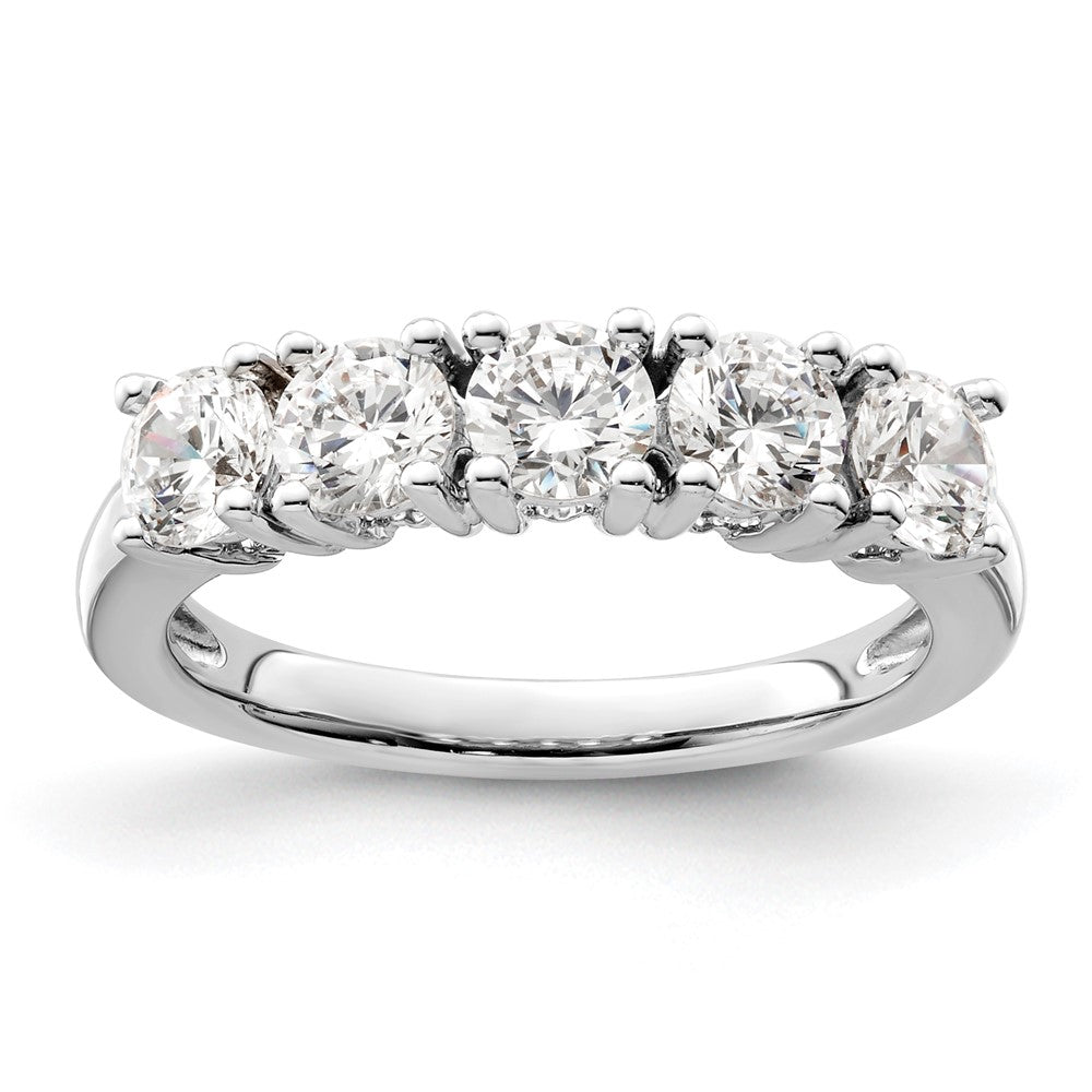 14K White Gold 5-Stone Prong-Set 1.5 carat Round Complete Diamond Band