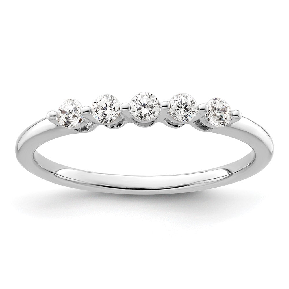 14K White Gold 5-Stone Shared Prong 1/4 carat Round Complete Diamond Band