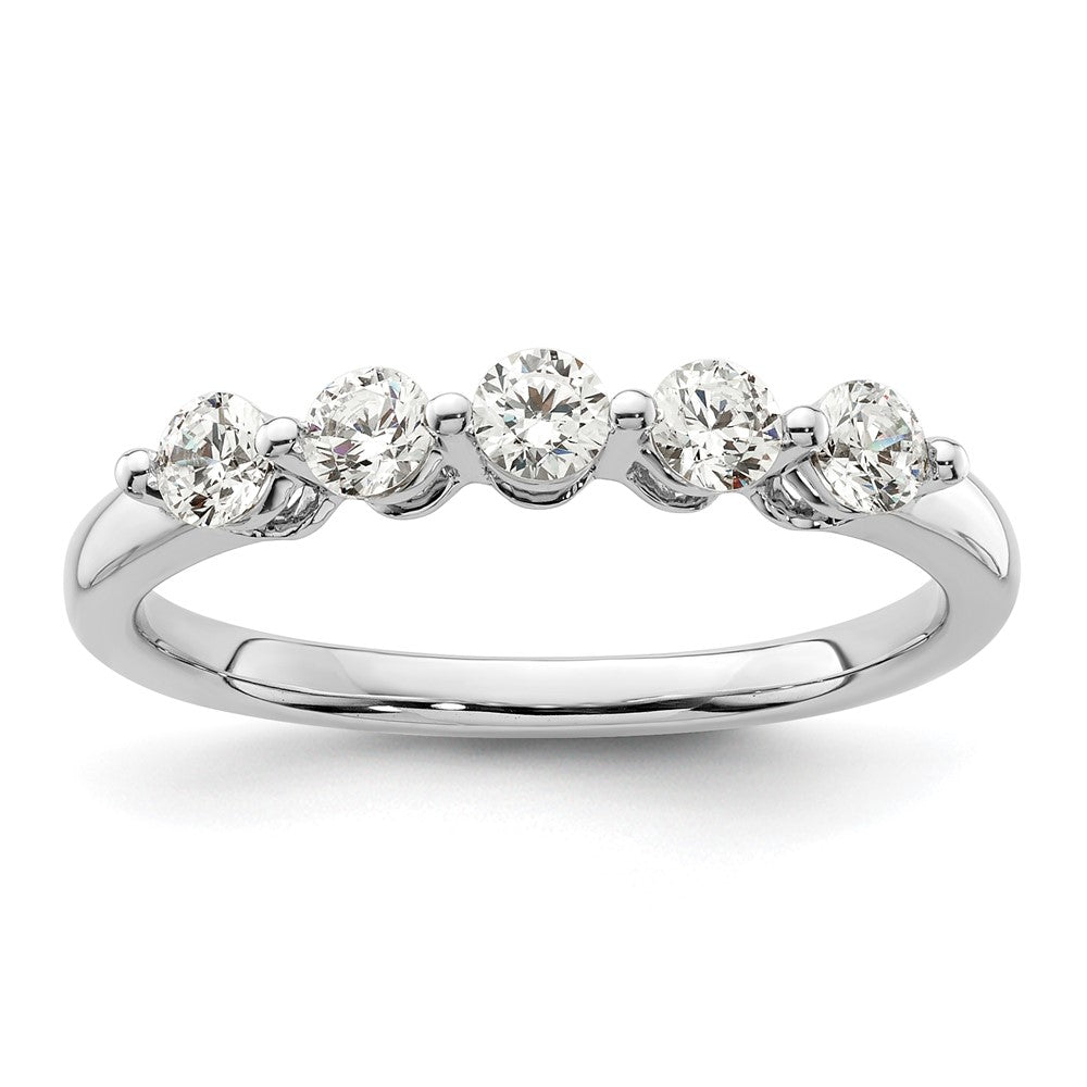 14K White Gold 5-Stone Shared Prong 1/2 carat Round Complete Diamond Band