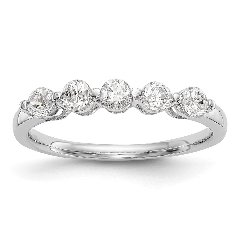 14K White Gold 5-Stone Shared Prong 3/4 carat Round Complete Diamond Band