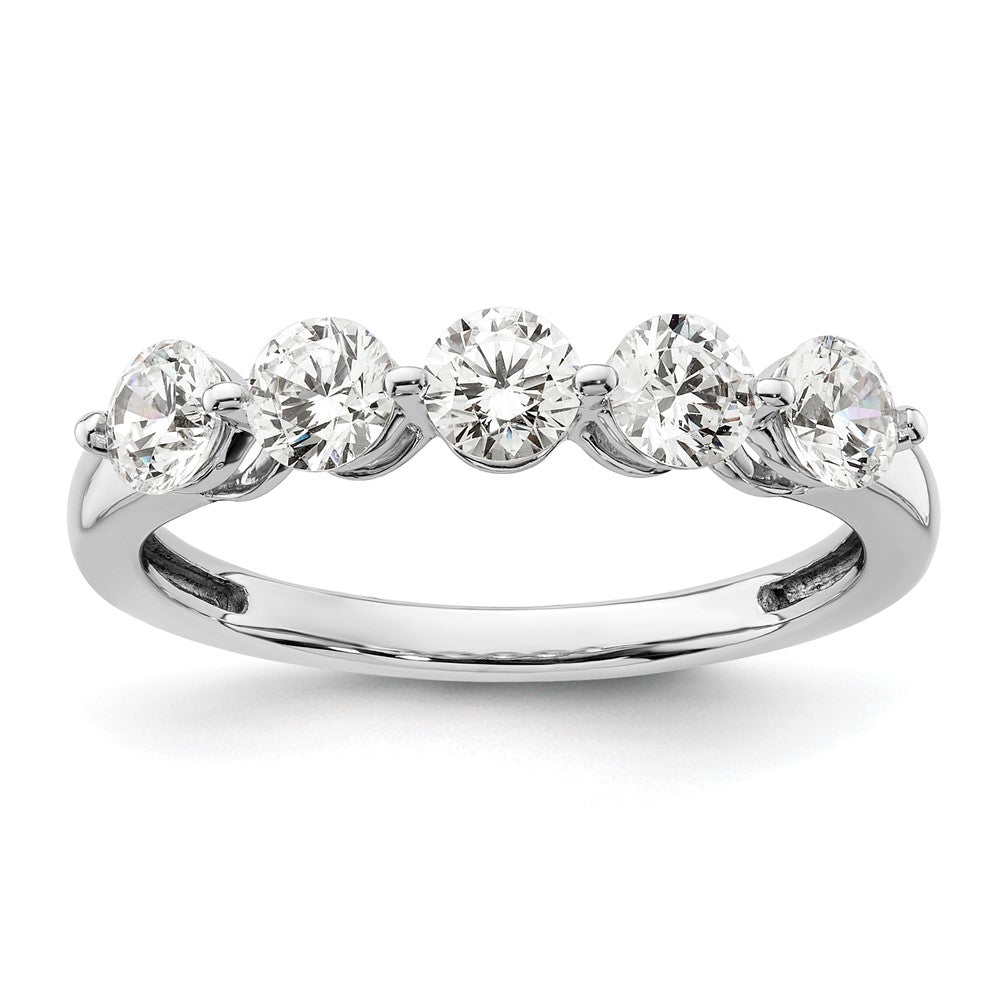 14K White Gold 5-Stone Shared Prong 1 carat Round Complete Diamond Band