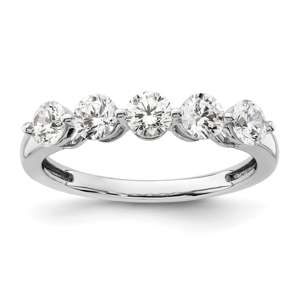14K White Gold 5-Stone Shared Prong 1 carat Round Complete Diamond Band