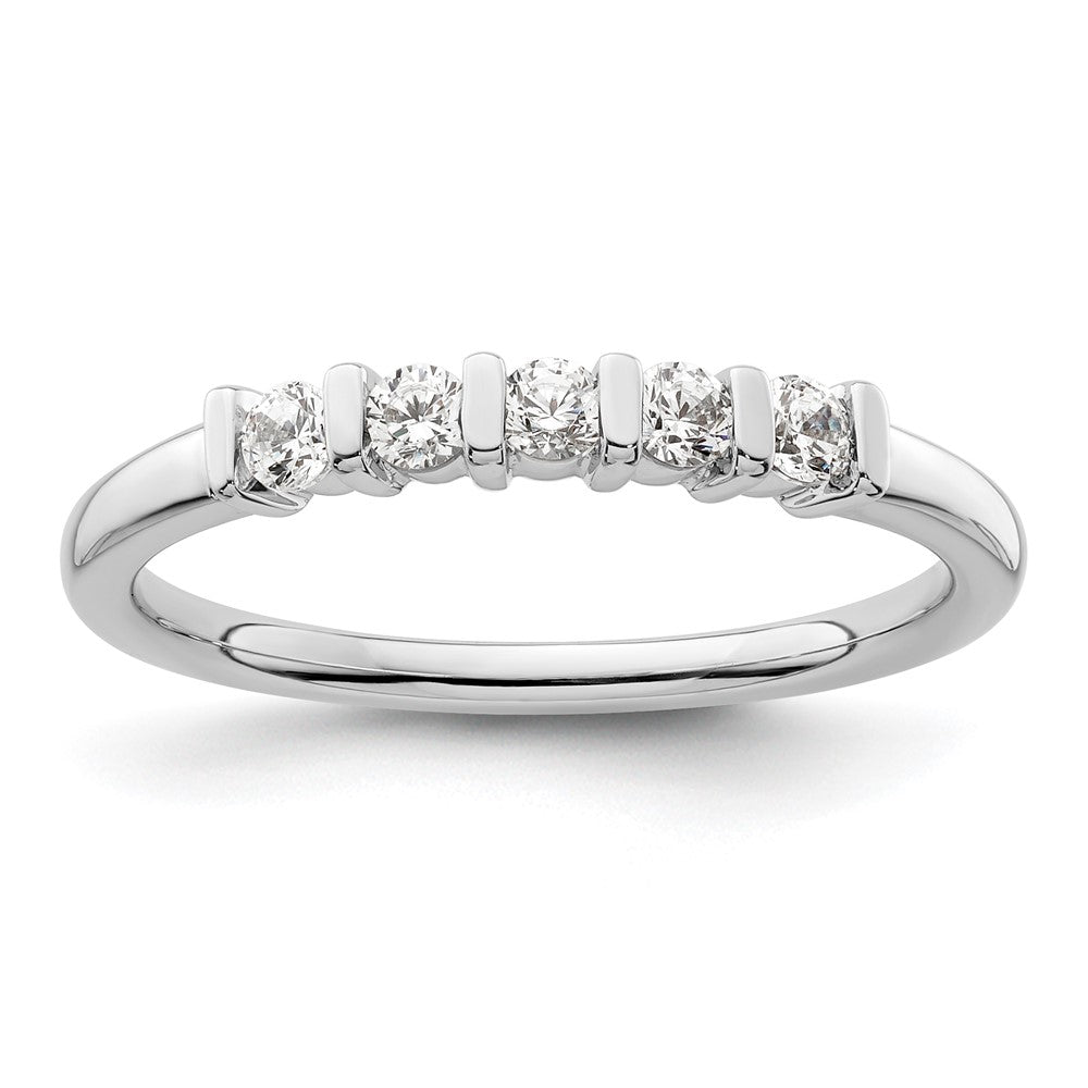 14K White Gold 5-Stone Half-Bezel 1/4 carat Round Complete Diamond Band