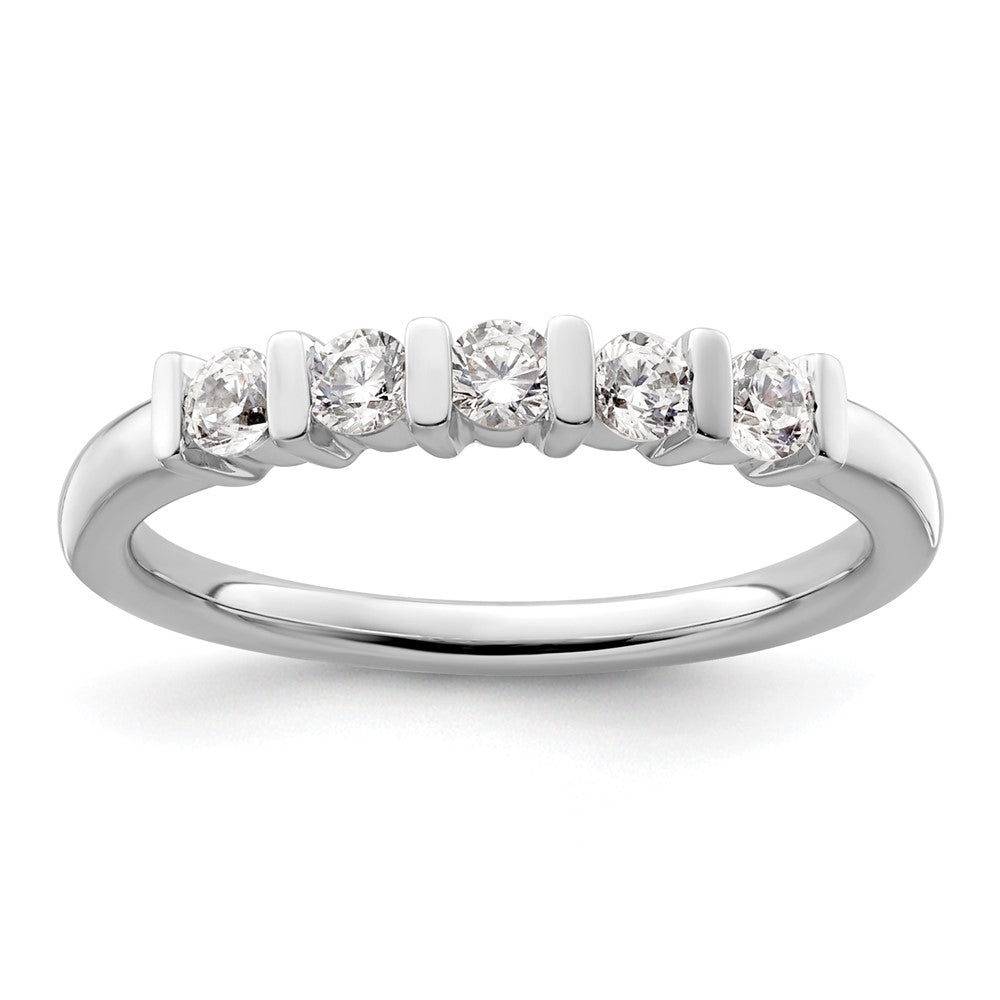 14K White Gold 5-Stone Half-Bezel 1/3 carat Round Complete Diamond Band
