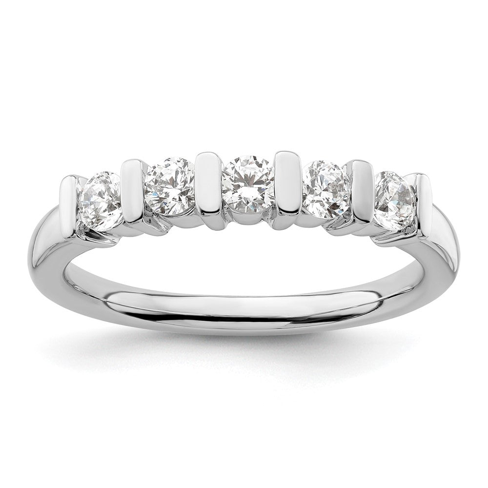 14K White Gold 5-Stone Half-Bezel 1/2 carat Round Complete Diamond Band