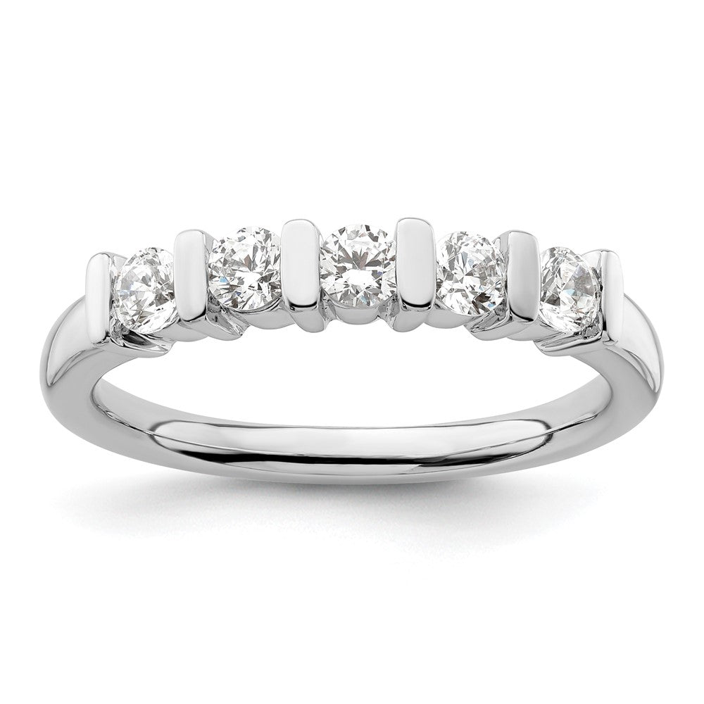14K White Gold 5-Stone Half-Bezel 1/2 carat Round Complete Diamond Band