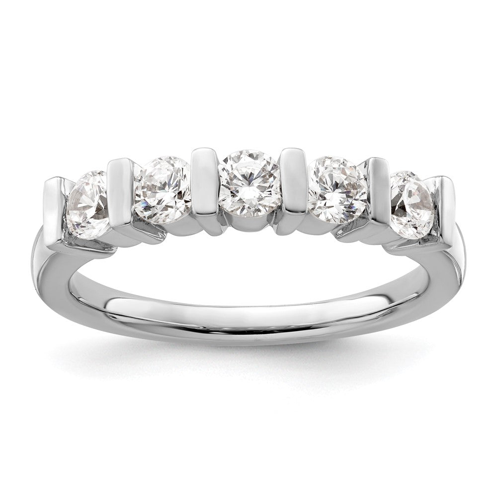 14K White Gold 5-Stone Half-Bezel 3/4 carat Round Complete Diamond Band