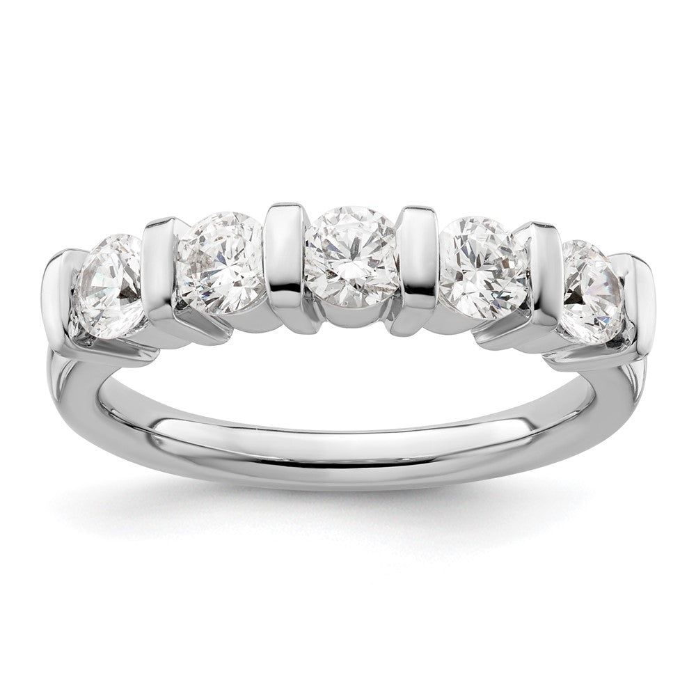 14K White Gold 5-Stone Half-Bezel 1 carat Round Complete Diamond Band