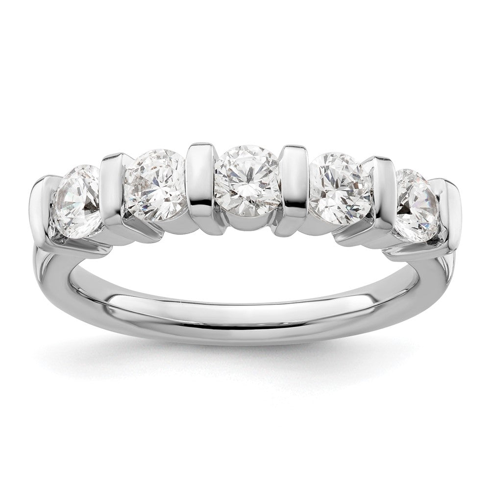 14K White Gold 5-Stone Half-Bezel 1 carat Round Complete Diamond Band