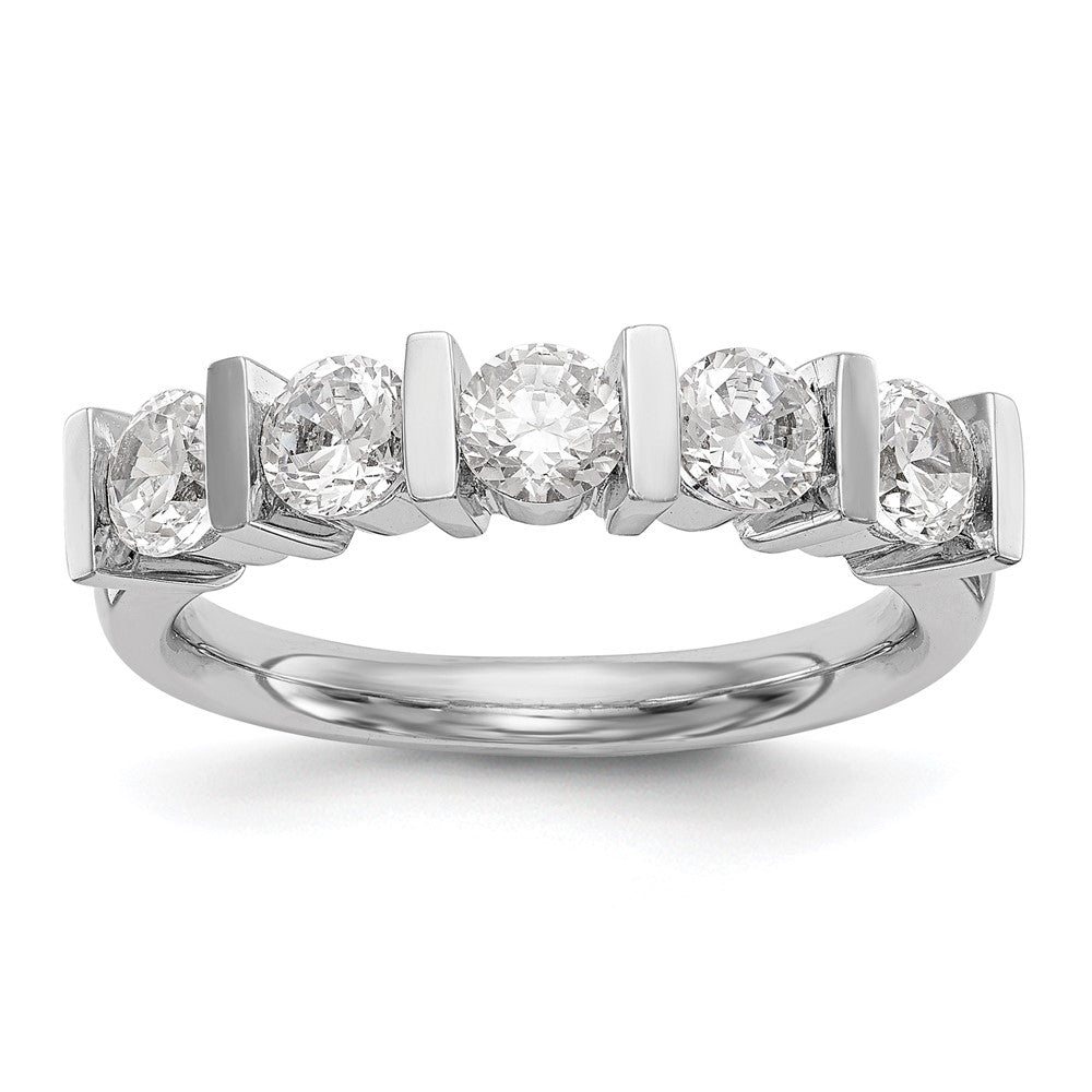 14K White Gold 5-Stone Half-Bezel 1.25 carat Round Complete Diamond Band
