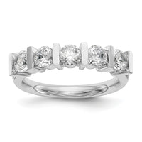 Load image into Gallery viewer, 14K White Gold 5-Stone Half-Bezel 1.25 carat Round Complete Diamond Band
